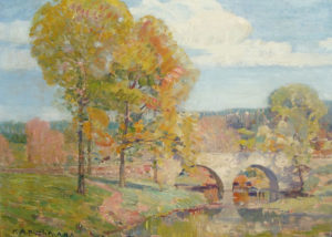 “Autumn Landscape with Bridge”