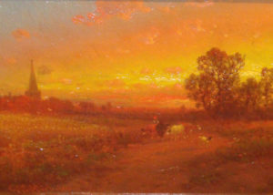 “Glorious Sunset over a Village”