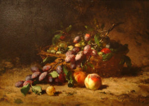 “Flowers and Fruit in a Basket”