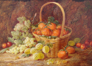 “Basket of Strawberries and Currants”