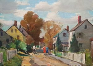 Carl Peters' "Gott Street, Rockport". street scene. charming.